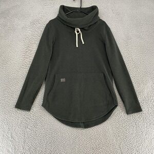 Deso Sweatshirt Womens Medium Green Cowl Neck Fleece Tunic Pullover Made USA